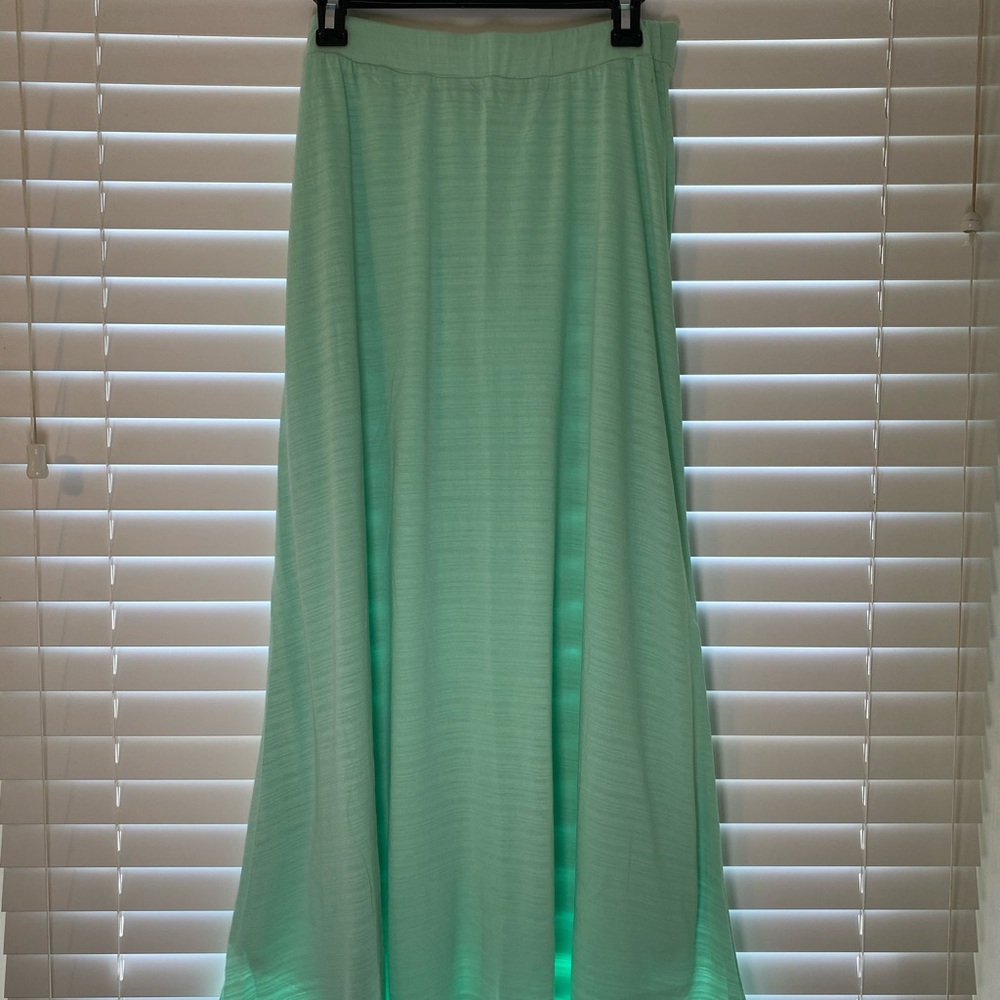 Long Sea-foam Skirt with Built-in Slip